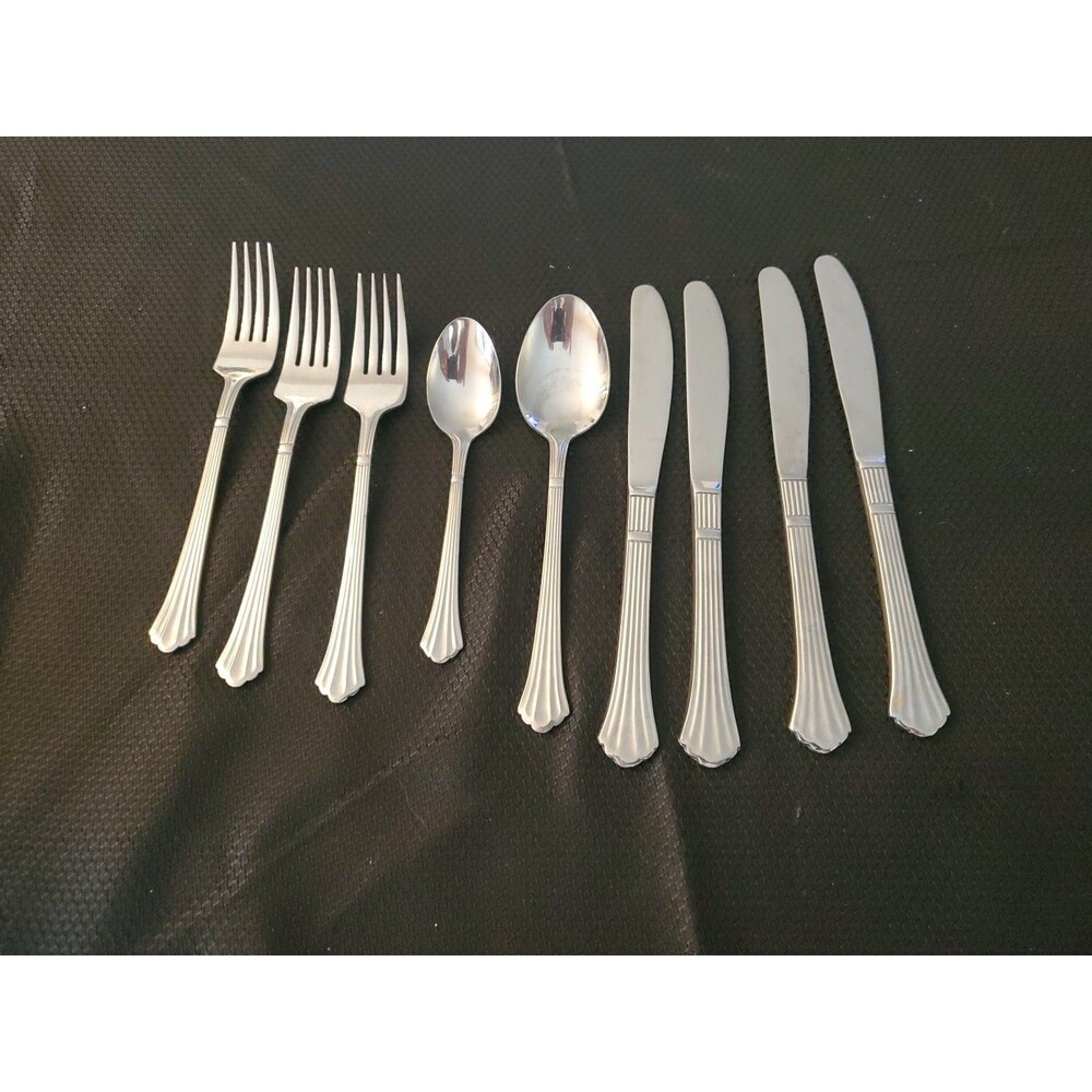 9 Estia DORIAN pattern stainless Flatware Korea Replacement 3 Fork 4 Knife Spoon